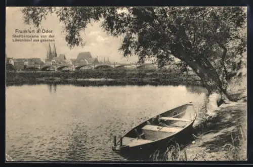 AK Frankfurt a. Oder, Stadtpanorama von der Löweninsel aus gesehen