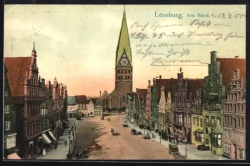 AK Lüneburg, Am Sande, Marktplatz, St. Johanniskirche