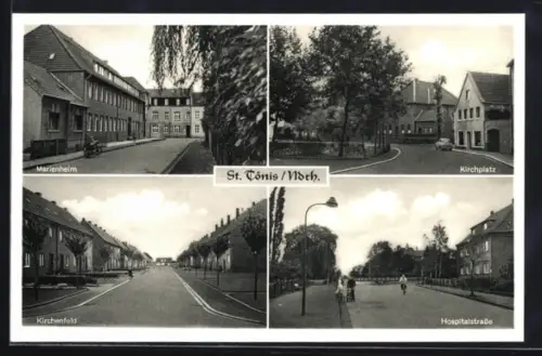 AK St. Tönis /Niederrhein, Marienheim, Kirchplatz, Kirchenfeld, Hospitalstrasse