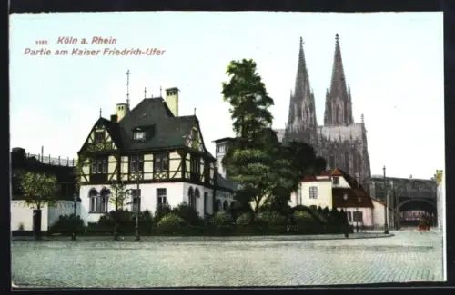 AK Köln a. Rhein, Partie am Kaiser Friedrich-Ufer