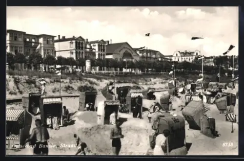 AK Bansin, Strand, Strandkörbe, Seebad, Promenade
