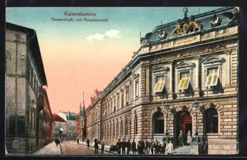 AK Kaiserslautern, Theaterstrasse mit Hauptpostamt