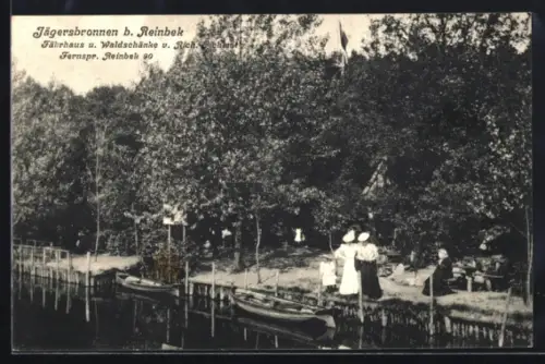 AK Reinbek, Gasthaus Jägersbronnen, Inh. Rich. Pichinot, Fährhaus, Waldschänke, Ruderboote