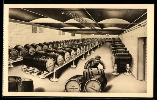 Künstler-AK Leipzig, Hotel Thüringer Hof, Lichtenhainer-Keller, Innenansicht