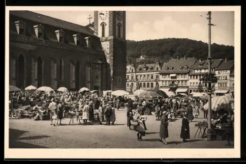 AK Eisenach, Marktplatz mit Wochenmarkt