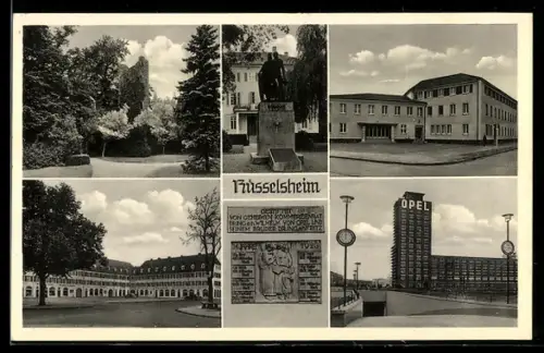 AK Rüsselsheim, Opel-Konzernhalle, Denkmal für Wilhelm Opel & seinen Bruder Dr. Ing. eh. Fritz