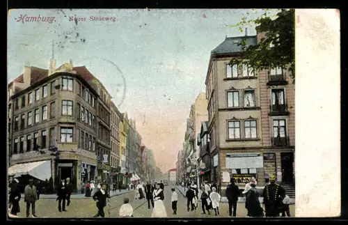 AK Hamburg-Neustadt, Neuer Steinweg mit Passanten und Meyers Gasthof