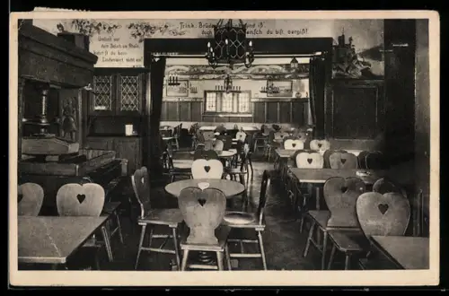 AK Rüdesheim a. Rh., Gasthaus Lindenwirt der Drosselgass', Innenansicht