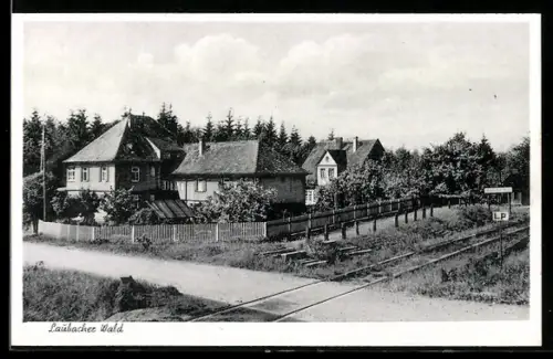AK Laubach /Hessen, Laubacher Wald, Ortspartie, Eisenbahnschienen