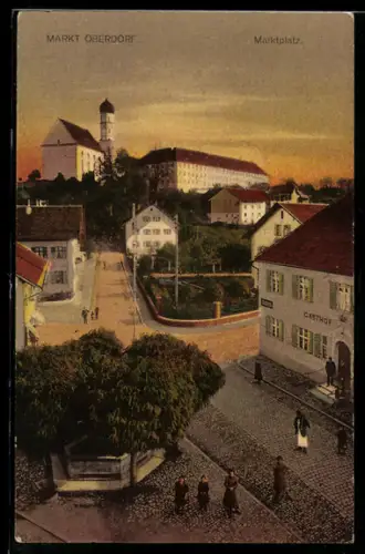 AK Markt Oberdorf, Marktplatz, Kirche, Gasthof