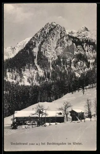 AK Berchtesgaden, Vorderbrand im Winter, Alpenwirtschaft