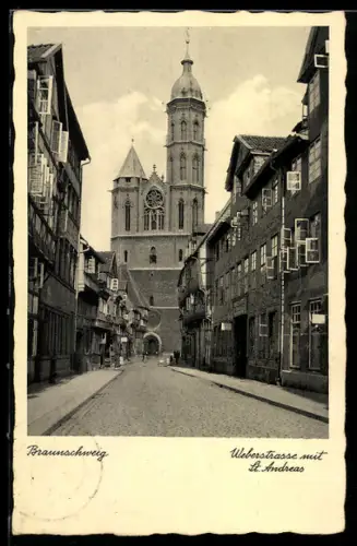 AK Braunschweig, Weberstrasse mit St. Andreas