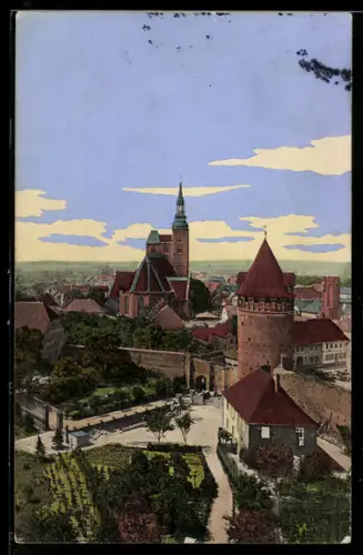 AK Tangermünde, Blick auf die Stadt vom Kapitelturm