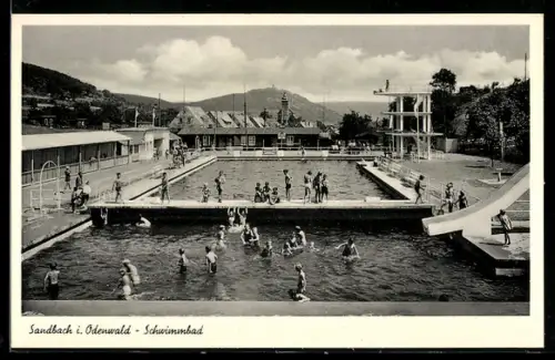 AK Sandbach i. Odenwald, Schwimmbad mit Sprungturm