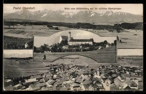 AK Markt Oberdorf, Blick vom Schlossberg auf die südliche Alpengruppe
