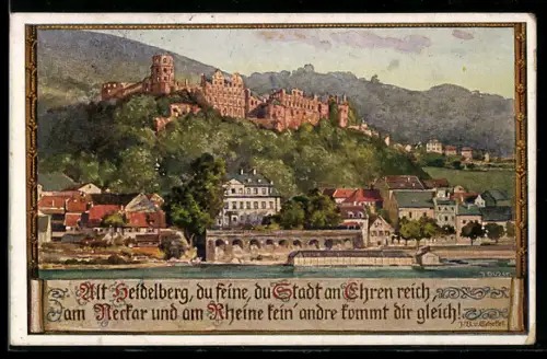 AK Heidelberg, Schloss und Altstadt am Neckar
