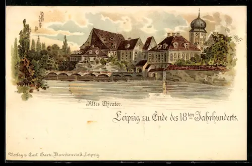 Lithographie Leipzig, Altes Theater, Ende des 18. Jahrhunderts