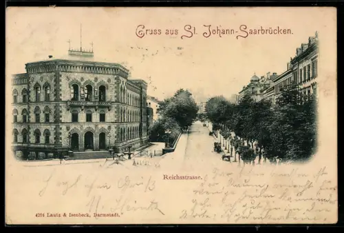 AK St. Johann-Saarbrücken, Blick in die Reichsstrasse