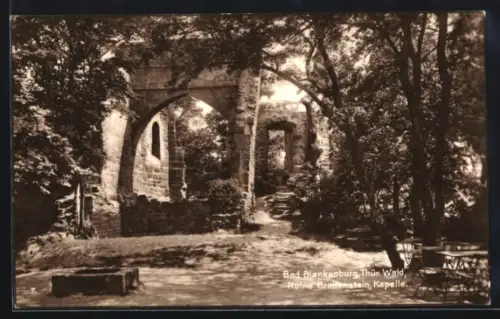 AK Bad Blankenburg /Thür. Wald, Ruine Greifenstein, Kapelle
