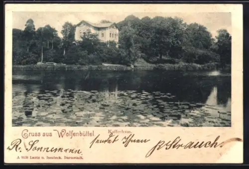 AK Wolfenbüttel, Blick auf das Kaffehaus vom Wasser aus