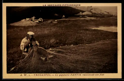 AK Tregastel, Le populaire Zantik raccomode son filet, Fischerei