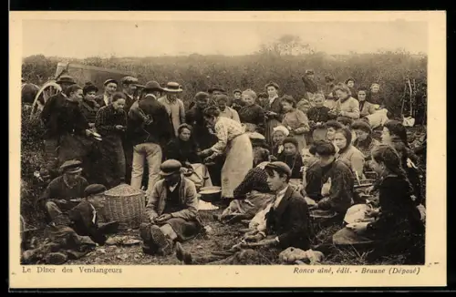 AK Cote-d'Or, Le Dejeuner des Vendangeurs dans lcs Vignobles de M. H. Darviot, Pause der Arbeiter bei der Weinernte