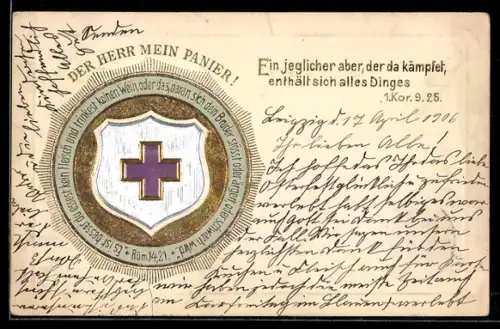 AK Zitat aus des 1. Korintherbrief 9, 25, Ein jeglicher aber, der da kämpfet, enthält sich alles Dinges, Religion