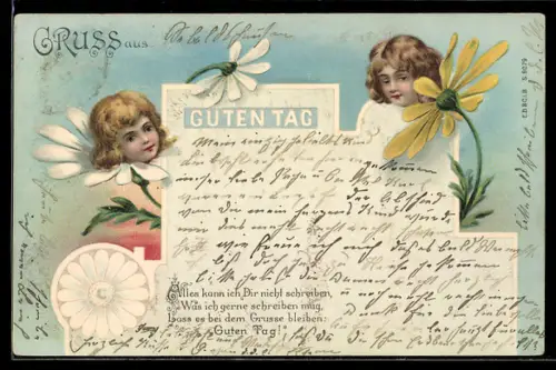 AK Kamillenblüten mit Mädchengesichtern, Metamorphose