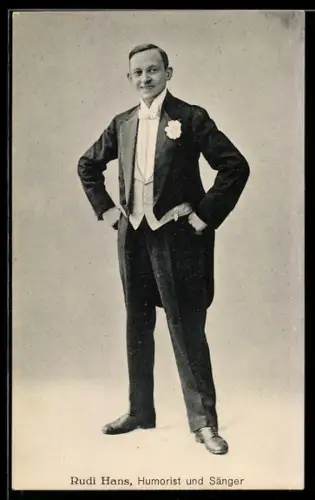 AK Komiker Rudi Hans im Frack
