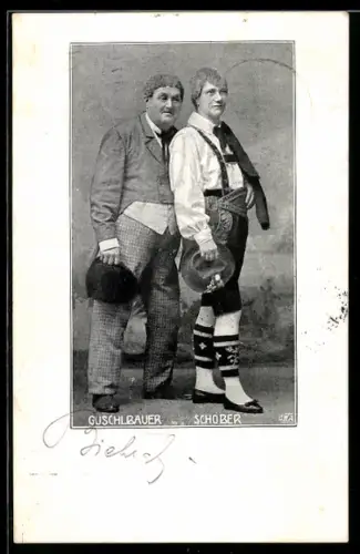 AK Komiker Guschlbauer und Schober in Trachten