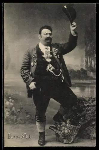 AK Komiker Baron Nikl in Tracht