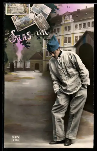 AK Junger Mann träumt von Geldscheinen