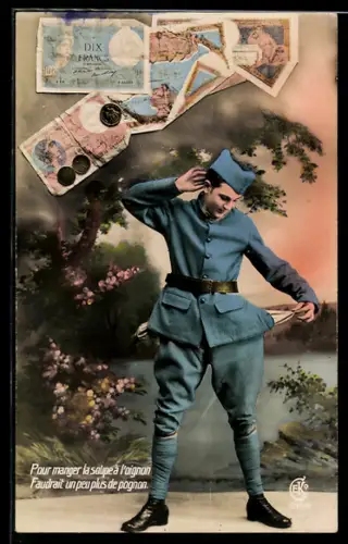 AK Pour manger la soupe..., Soldat ist pleite, Geldscheine