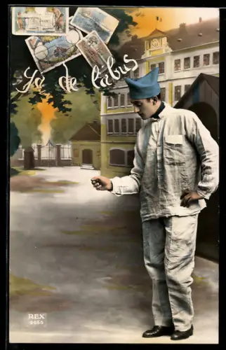 AK Französischer Soldat mit Geldmünzen