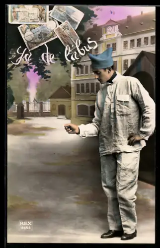 AK Französischer Soldat mit Geldmünzen