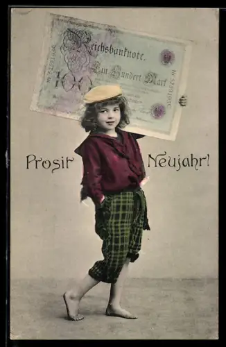 AK Junges Mädchen mit grosser Reichsbanknote