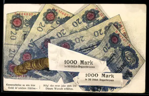 AK Reichsmark in Scheinen und Münzen