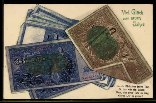 AK Deutsche Geldscheine, 100 und 1000 Mark