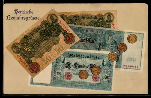 AK Geldscheine und Münzen