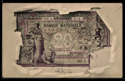 AK Belgische Banknote