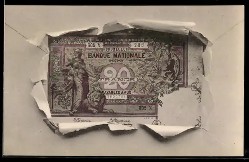 AK Zwanzig Francs Geldschein