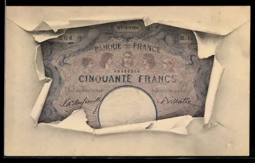 AK Cinquante Francs, französische Banknote
