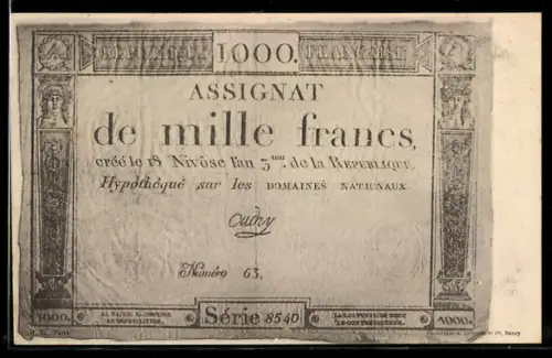 AK Eintausend Francs-Schein