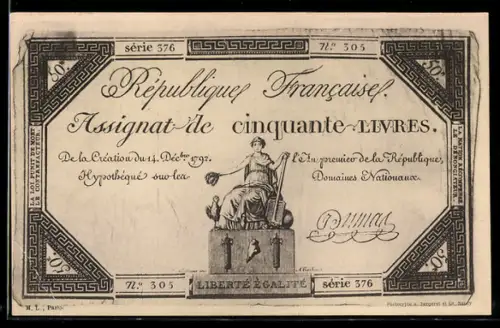 AK France, Geldschein über fünfzig Livres