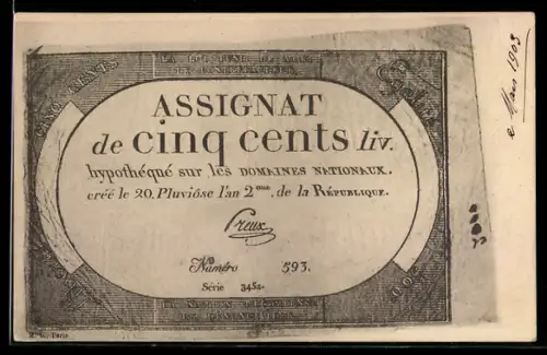 AK Geldschein über 5 Cents aus der französischen Revolution