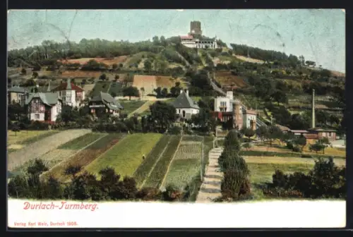 AK Durlach, Blick zum Turmberg