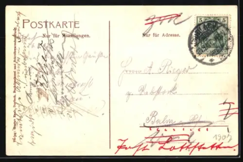 AK Durlach, Teilansicht mit Turmberg