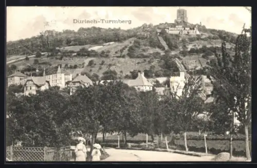 AK Karlsruhe-Durlach, Ansicht vom Turmberg