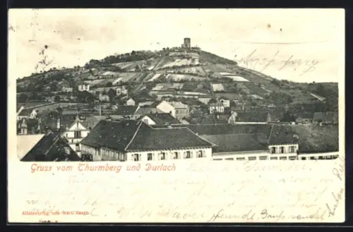 AK Durlach, Turmberg mit Umgebung