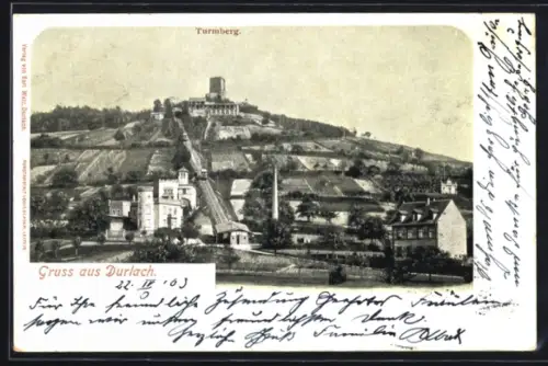 AK Durlach, Gesamtansicht mit Turmberg